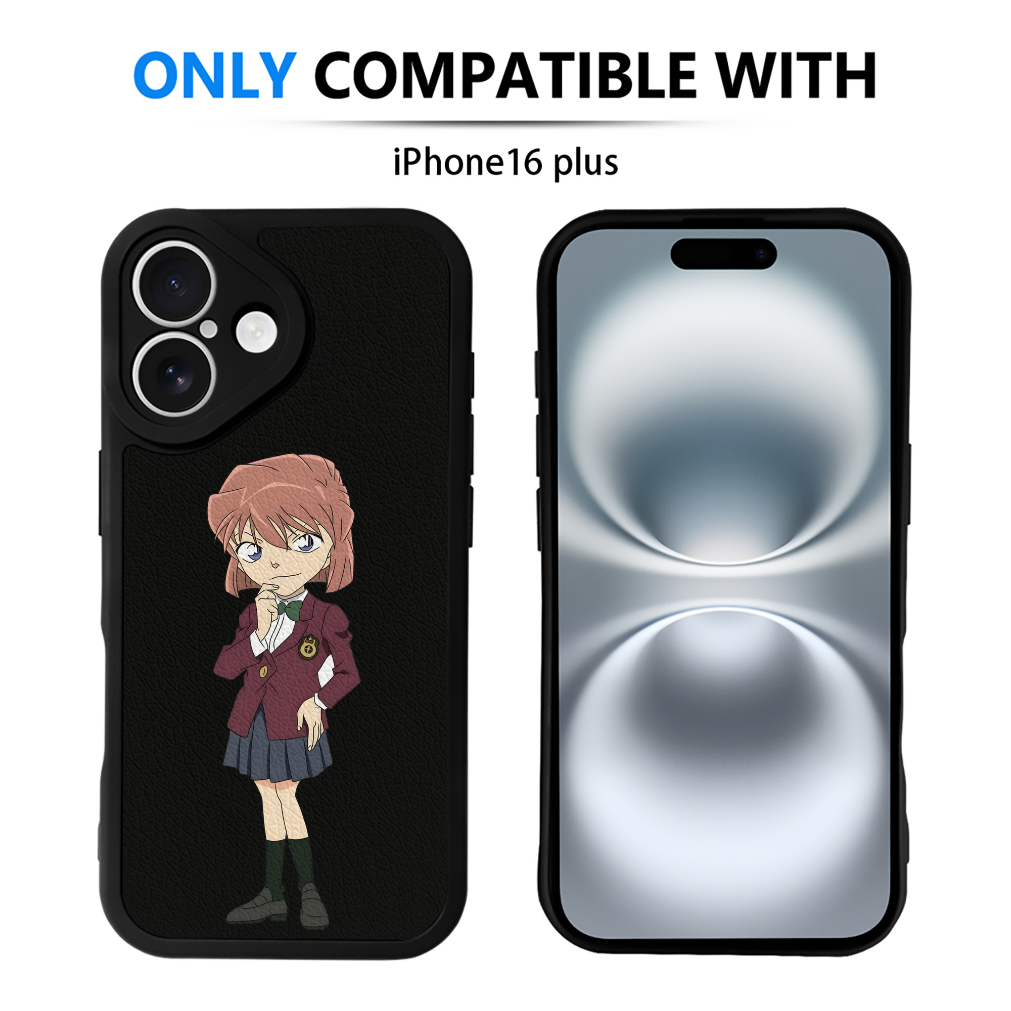 （画像用） 名探偵コナン 灰原 哀 はいばら あい Detective Conan Anita Hailey、Vi Graythorn Haibara Ai 【iPhone 16シリーズ対応】シリコンスマホケース（レザー調） 材質：シリコン